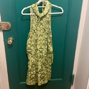Lime green snakeskin halter dress
